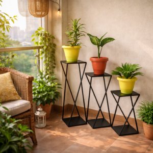 Elegant Premium 3-Tier Indoor Metal Plant Stand for Balcony, Garden, Living Room Set of 3