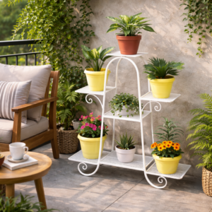 Elegant Multi-Tier Decorative Metal Plant Stand- 7 Pot Stand