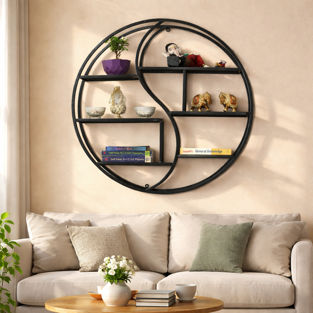 Stunning Round Metal Wall Shelf – 8 Elegant Space-Saving Wall Organizer