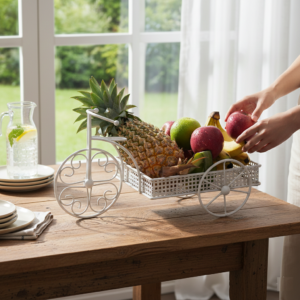 Charming Vintage Metal Bicycle Fruit Basket –1 Elegant Metal Décor with Timeless Appeal