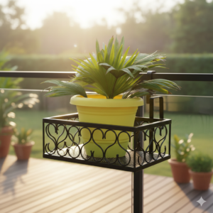 Elegant Iron Metal Balcony Planter Stand – 1 Strong & Stylish Sigle Flower Pot Holder