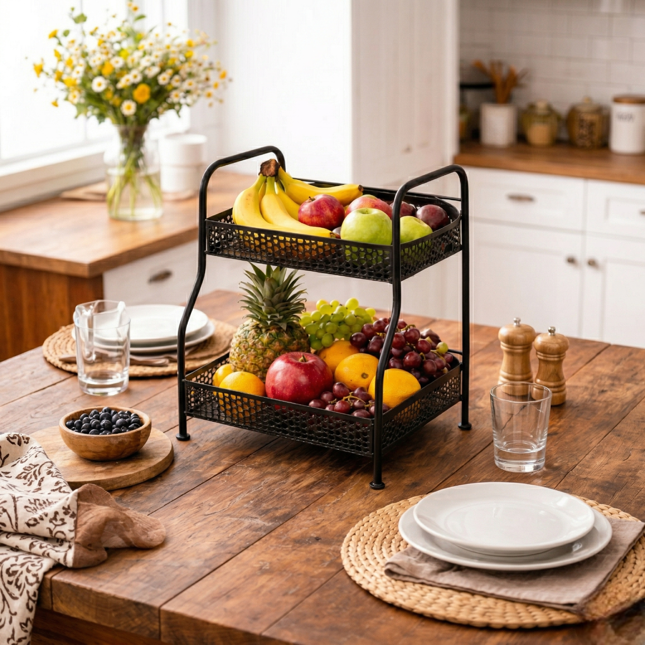 Amazing 2 Tier Metal Basket Organizer – Durable & Stylish Storage Solution