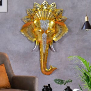 Elephant Face Wall Mounted Golden