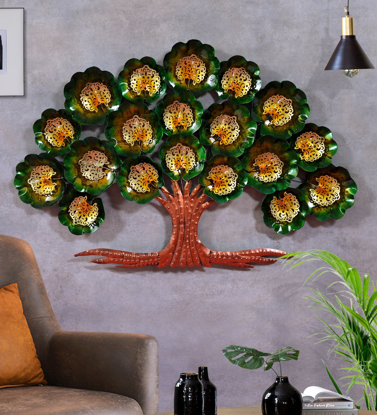 Modern Round Double Leaf Green Color Tree