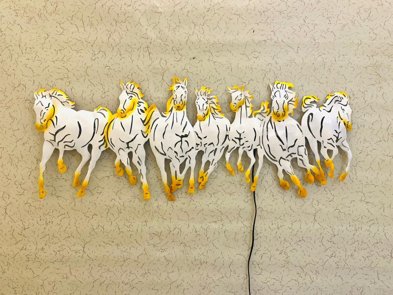 7 Horses with LED Wall Art