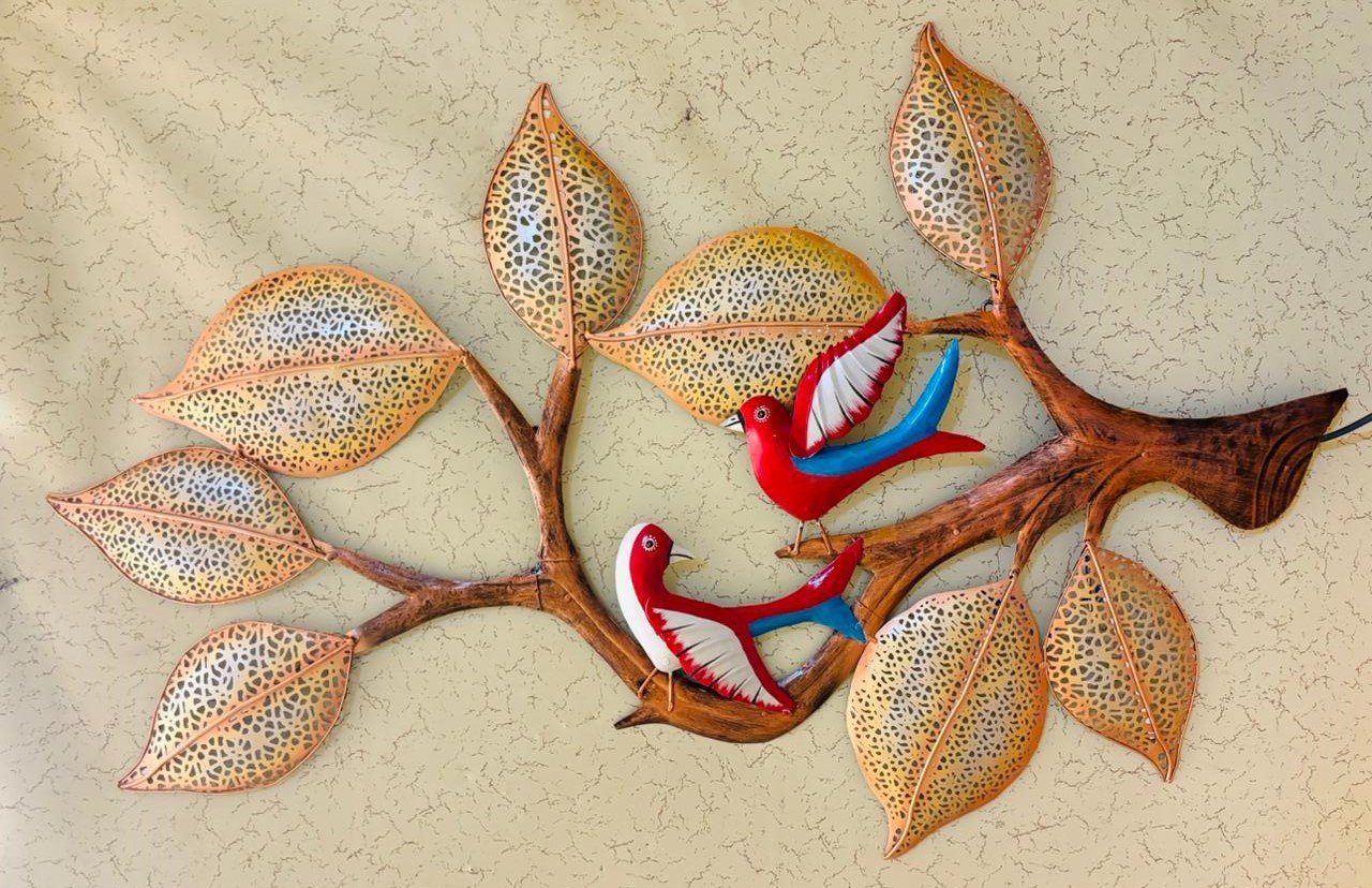 2 Birds Leaf Tree Wall Mounted