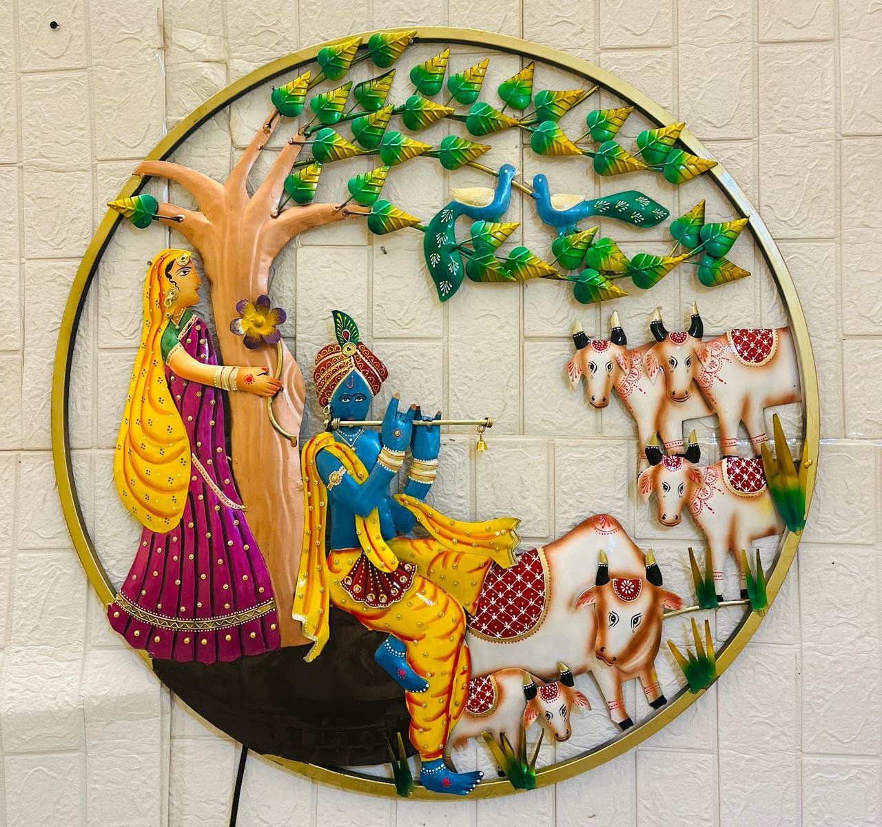 Radha Krishna 5 Cows