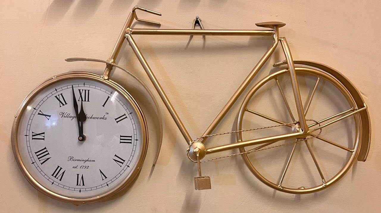 Golden Cycle Clock Wall Mounted